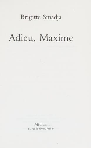 Tapa de Adieu maxime (French edition)
