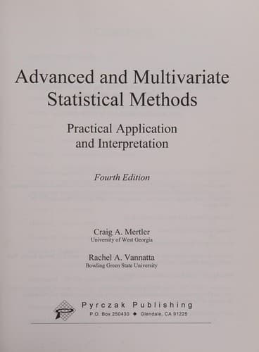 Tapa de Advanced and Multivariate Statistical Methods-4th Ed