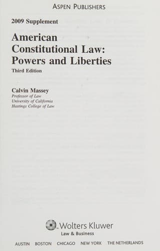Tapa de American Constitutional Law 2009