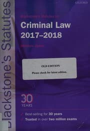 Tapa de Blackstone's Statutes on Criminal Law 2017-2018