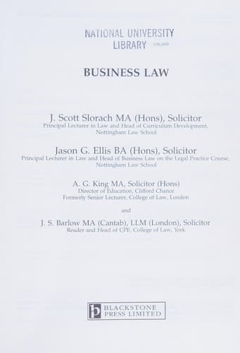 Tapa de Business law