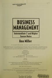 Tapa de Intermediate 2 and Higher Business Management Course Notes
