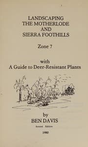 Tapa de Landscaping the Motherlode and Sierra Foothills, Zone 7, with A Guide to Deer-Resistant Plants, Second Edition 1980
