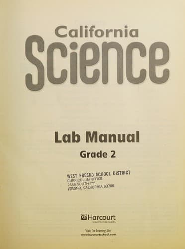 Tapa de California Science Lab Manual, Grade 2