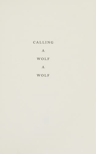 Tapa de Calling a wolf a wolf