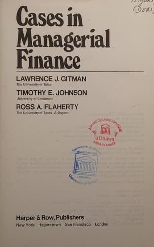 Tapa de Cases in managerial finance