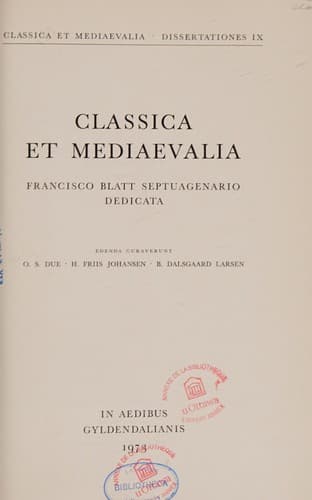 Tapa de Classica et mediaevalia