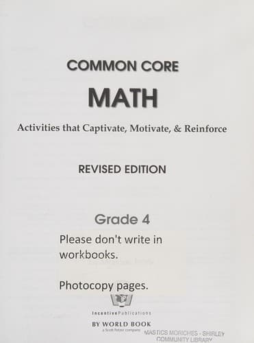 Tapa de Common Core Math Grade 4