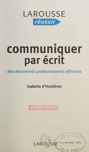 Tapa de COMMUNIQUER PAR ECRIT
