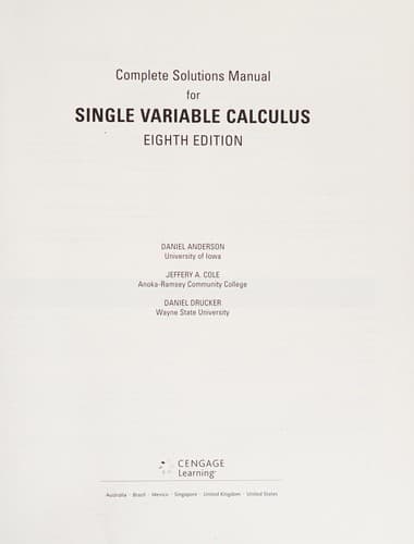 Tapa de Complete Solutions Manual, Chapters 1-11 for Stewart's Single Variable Calculus, 8th