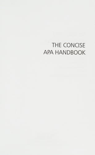 Tapa de Concise APA Handbook