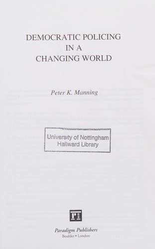 Tapa de Democratic Policing in a Changing World