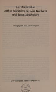 Tapa de Der Briefwechsel Arthur Schnitzlers mit Max Reinhardt und dessen Mitarbeitern