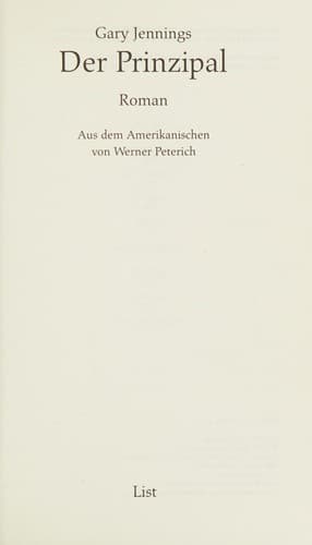 Tapa de Der Prinzipal. Roman