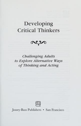 Tapa de Developing Critical Thinkers