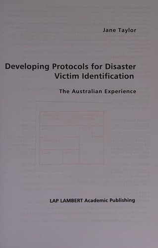 Tapa de Developing Protocols for Disaster Victim Identification