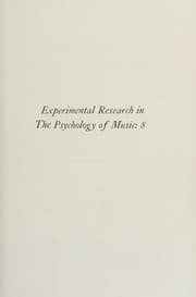 Tapa de Experimental Research in the Psychology of Music Vol. 8