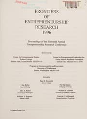 Tapa de Frontiers of Entrepreneurship Research 1996