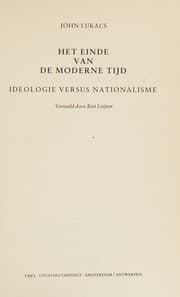 Tapa de Het einde van de moderne tijd. Ideologie versus nationalisme
