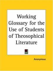 Tapa de Working Glossary for the Use of Students of Theosophical Literature