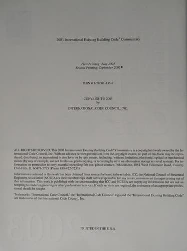 Tapa de International Existing Building Code Commentary 2003