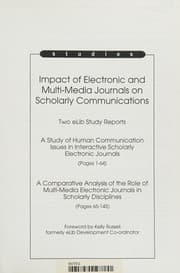 Tapa de Impact of electronic and multi-media journals on scholarly communications