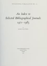 Tapa de An index to selected bibliographical journals, 1971-1985
