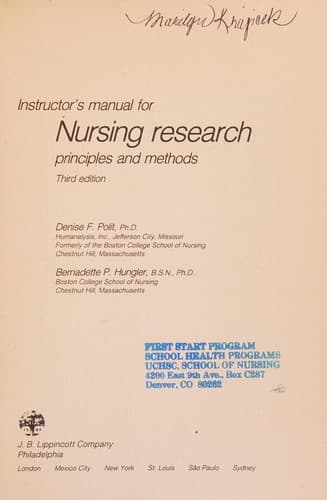 Tapa de Instructor's manual for Nursing research