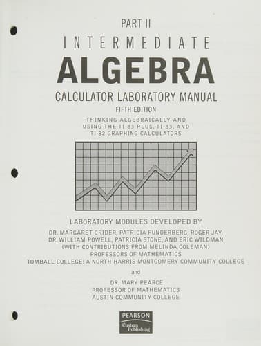 Tapa de Intermediate Algebra Calculator Laboratory Manual Part 2