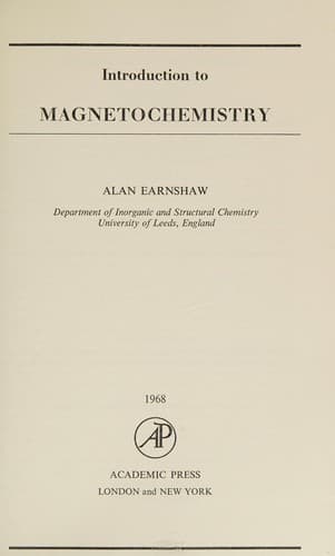 Tapa de Introduction to magnetochemistry
