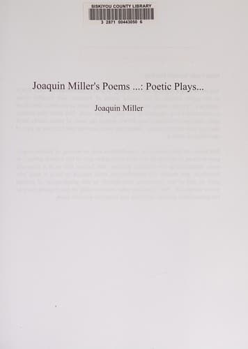 Tapa de Joaquin Miller's Poems