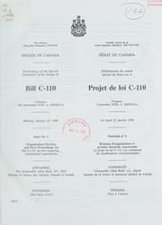 Tapa de Proceedings of the Special Committee of the Senate on Bill C-110