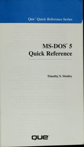 Tapa de MS-DOS Quick Reference
