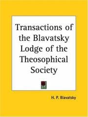Tapa de Transactions of the Blavatsky Lodge of the Theosophical Society
