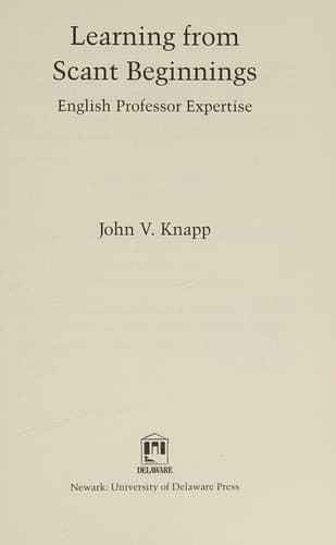 Tapa de Learning from scant beginnings