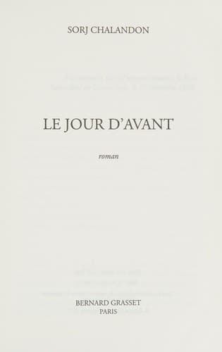 Tapa de Le jour d'avant
