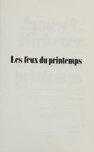 Tapa de Les feux du printemps, James A. Michener