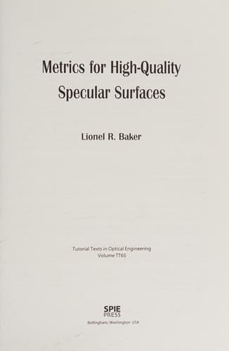 Tapa de Metrics for high-quality specular surfaces