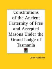 Tapa de Constitutions of the Ancient Fraternity of Free and Accepted Masons Under the Grand Lodge of Tasmania