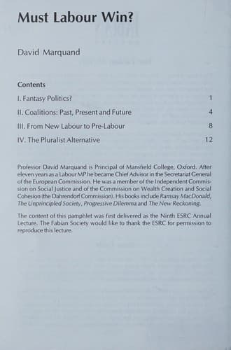 Tapa de Must Labour Win? (Fabian Pamphlet)