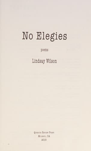 Tapa de No Elegies