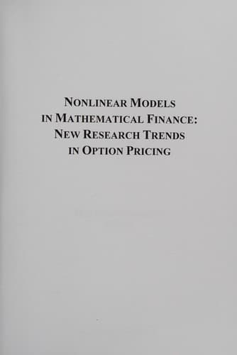 Tapa de Nonlinear models in mathematical finance