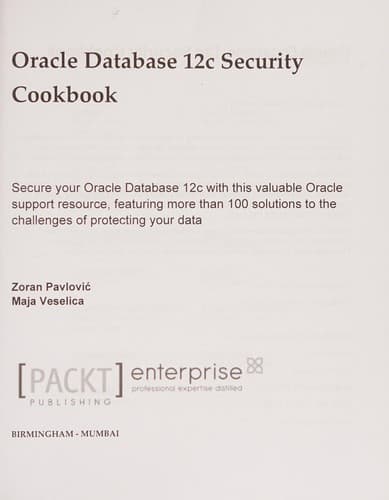 Tapa de Oracle Database 12c Security Cookbook