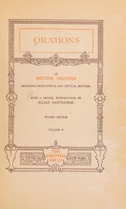 Tapa de Orations of British Orators, Including Biographical and Critical Sketches; with a Special Introduction by Julian Hawthorne