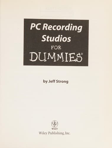 Tapa de PC recording studios for dummies