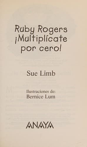 Tapa de Ruby Rogers, Multiplicate Por Cero!/ Multiply by Zero (Spanish Edition)