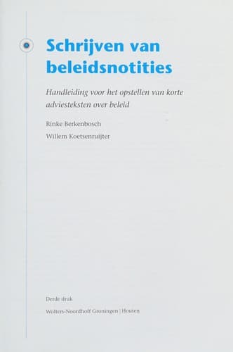 Tapa de Schrijven van beleidsnotities