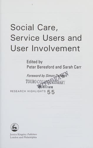 Tapa de Social care, service users and user involvement
