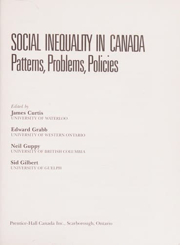 Tapa de Social inequality in Canada