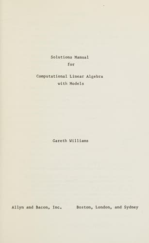 Tapa de Solutions manual for computational linear algebra with models